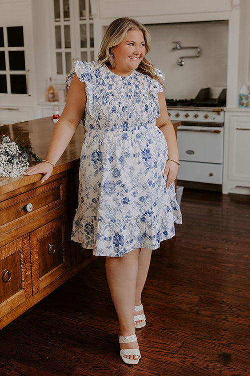 Whimsical Daydream Floral Smocked Mini Dress Curves