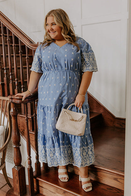 Sunday Brunch Floral Embroidered Midi Dress Curves