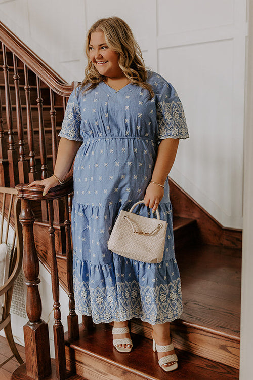 Sunday Brunch Floral Embroidered Midi Dress Curves