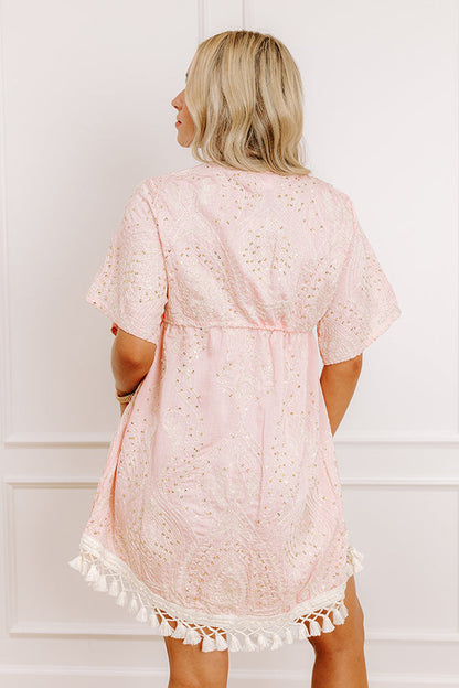 Shoreline Serenade Sequin Embroidered Mini Dress