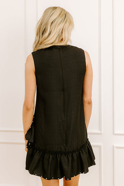 Uptown Charm Embellished Mini Dress in Black