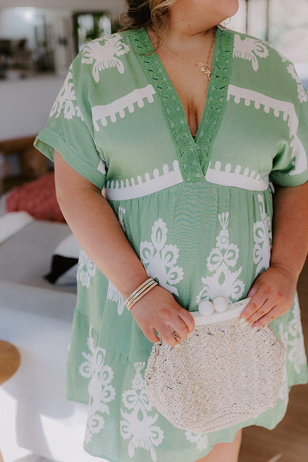 Resort Chic Mini Dress in Green Curves