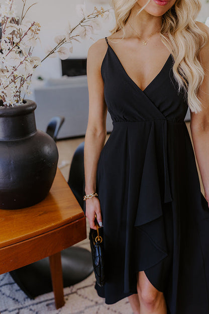 Cocktails First Midi Dress in Black
