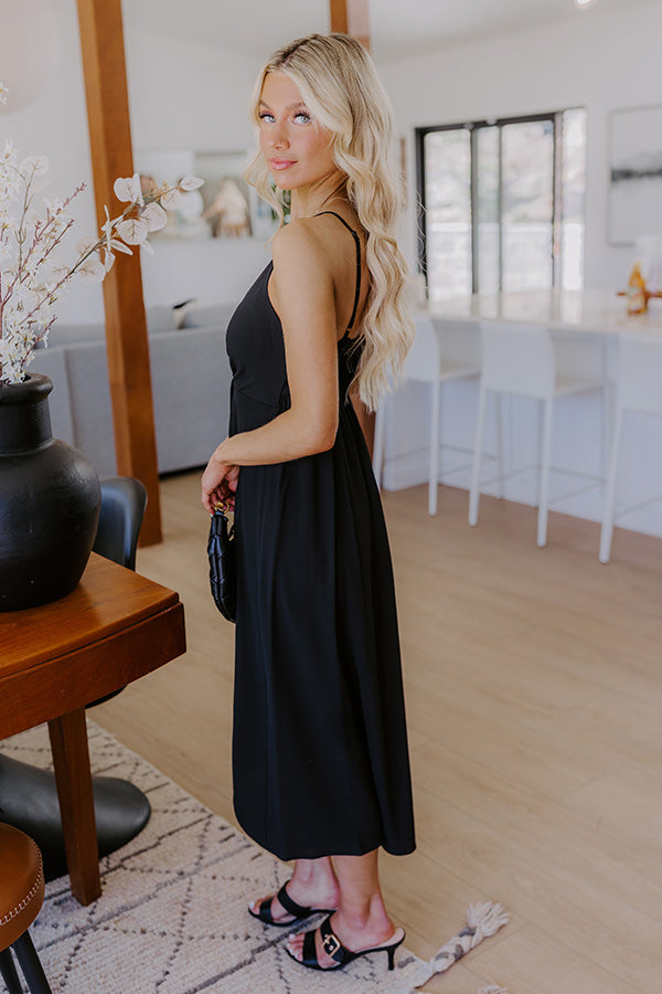 Cocktails First Midi Dress in Black