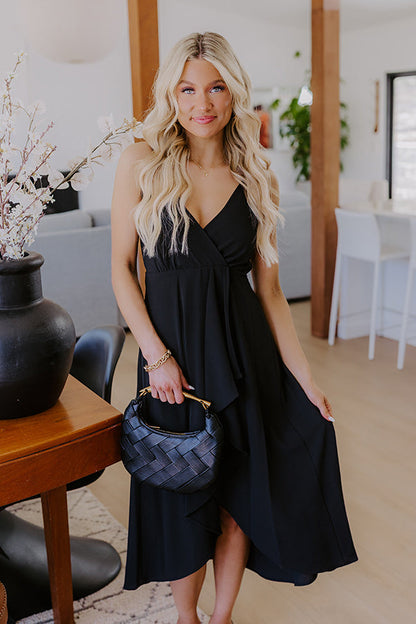 Cocktails First Midi Dress in Black