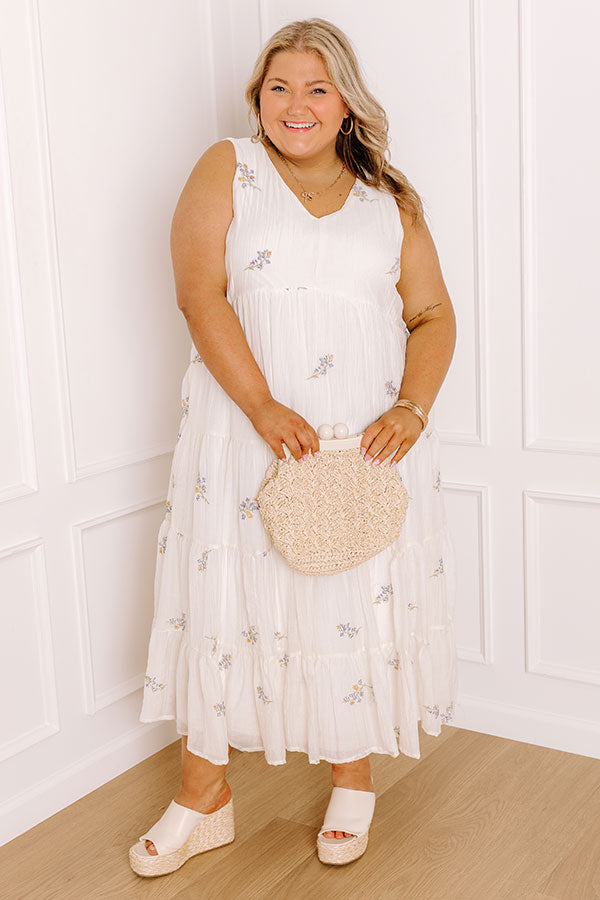 Chasing Wildflowers Embroidered Midi Dress Curves