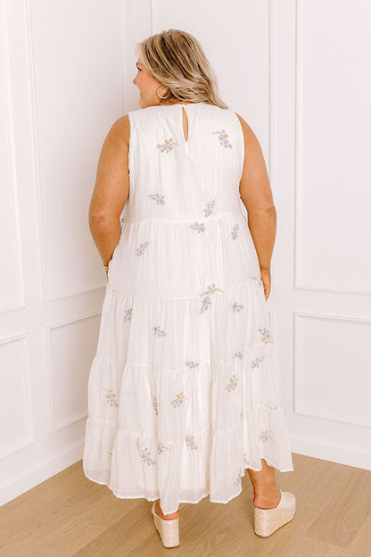 Chasing Wildflowers Embroidered Midi Dress Curves