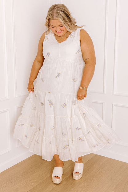 Chasing Wildflowers Embroidered Midi Dress Curves
