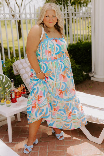Island Rhythm Tiered Midi Dress Curves