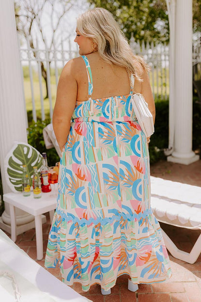 Island Rhythm Tiered Midi Dress Curves