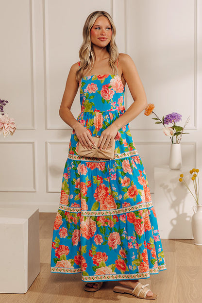 Peony Garden Party Tiered Midi Dress