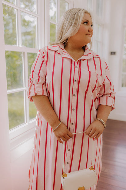 Coastline Chic Stripe Midi Dress Curves