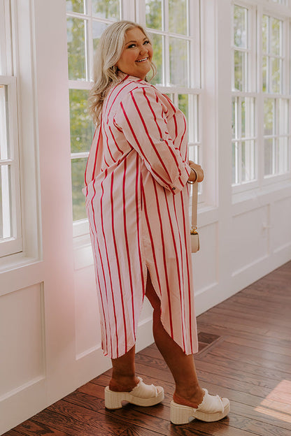 Coastline Chic Stripe Midi Dress Curves