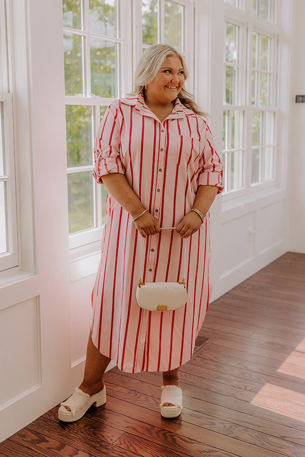 Coastline Chic Stripe Midi Dress Curves