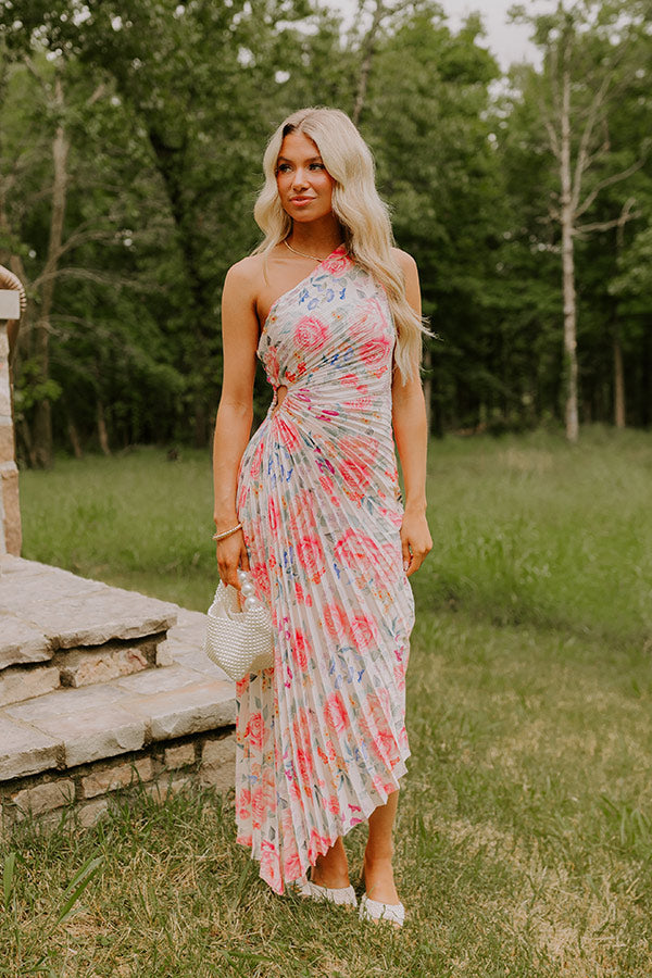 Aways My Amour Pleated Floral Maxi Dress