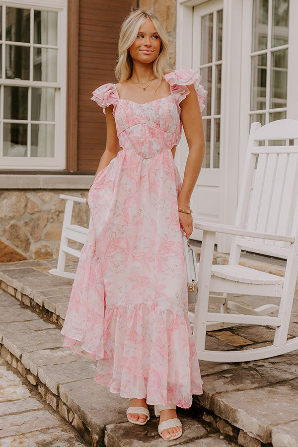 Romantic Notion Floral Cutout Maxi Dress