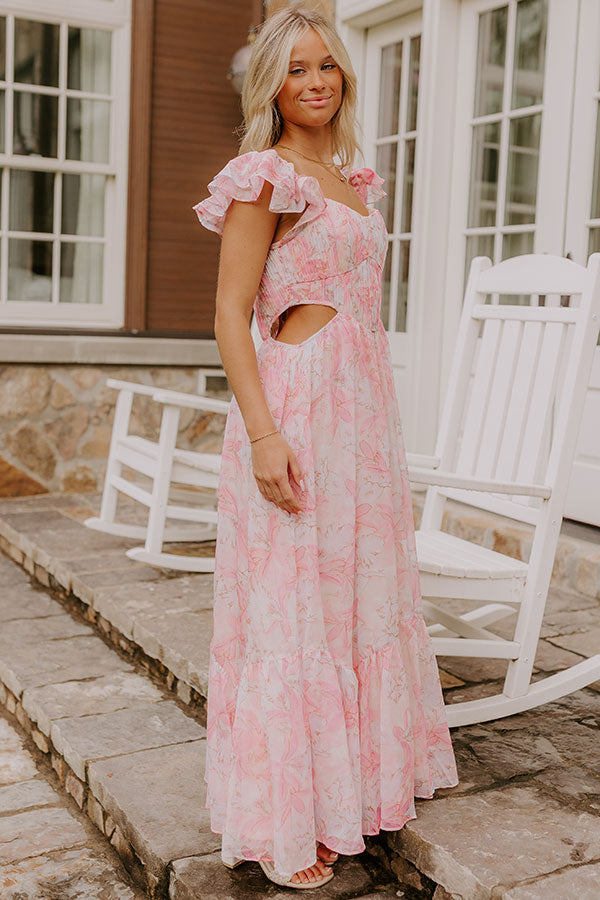 Romantic Notion Floral Cutout Maxi Dress