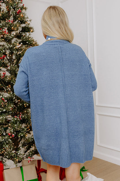 Soho Soft Knit Sweater Mini Dress in Blue
