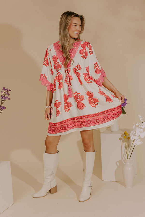 Petal Coast Floral Mini Dress in Pink