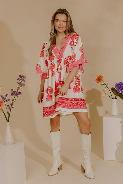 Petal Coast Floral Mini Dress in Pink