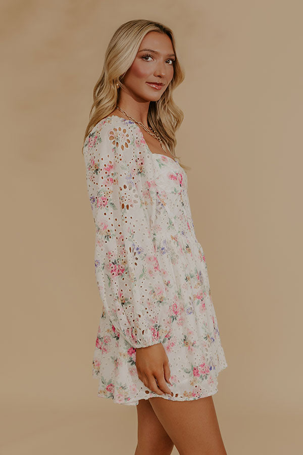 Amour in Bloom Floral Eyelet Mini Dress