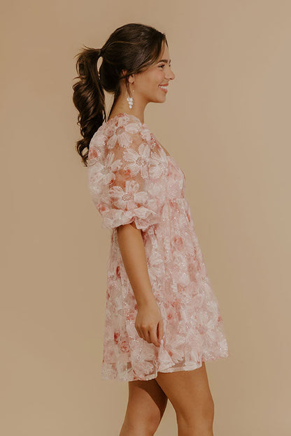 Secret Garden Floral Sequin Mini Dress