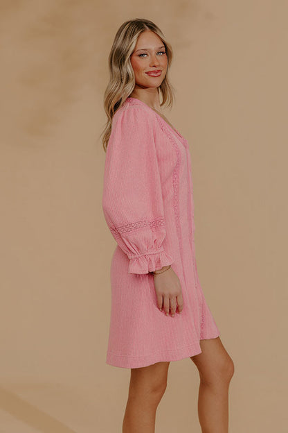 Delicate Details Lace Trim Mini Dress