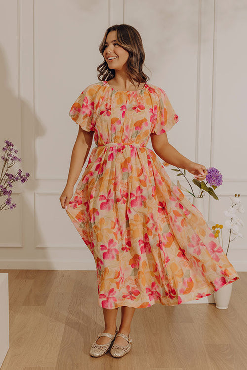 Hibiscus Daydream Floral Midi Dress