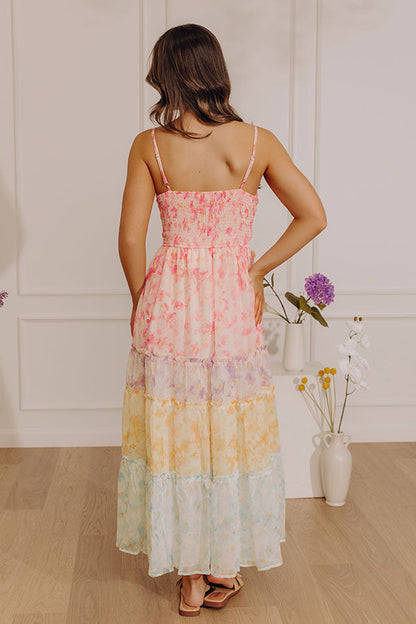 Watercolor Dreams Floral Tiered Maxi Dress