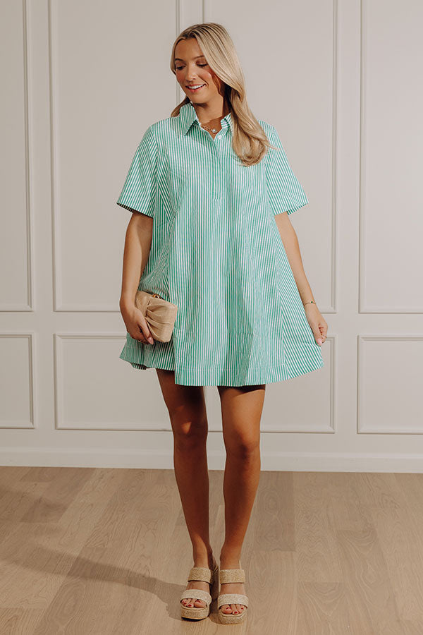 Fresh Lines Stripe Mini Dress in Green