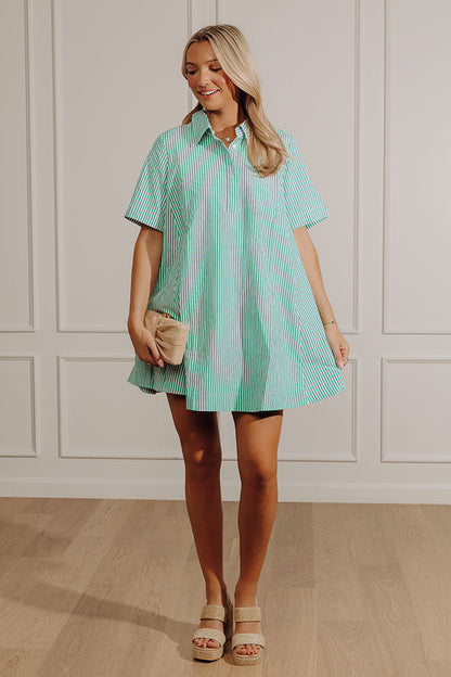Fresh Lines Stripe Mini Dress in Green