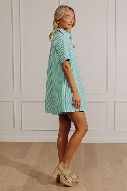 Fresh Lines Stripe Mini Dress in Green