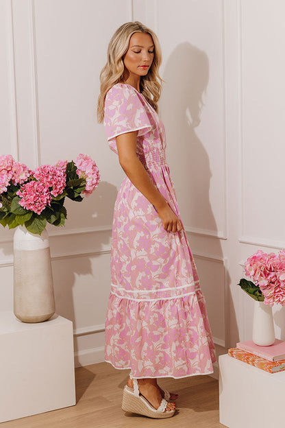 Santorini Bliss Floral Maxi Dress in Violet