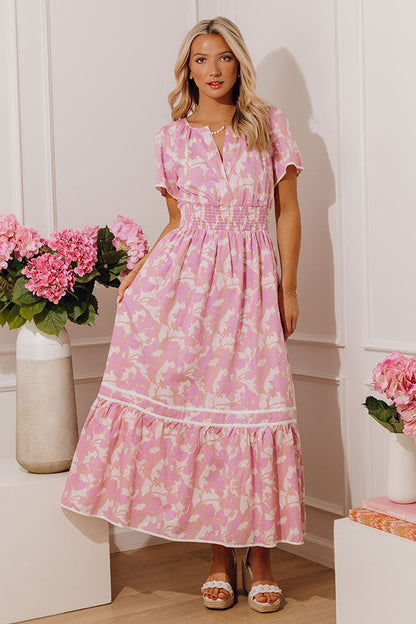 Santorini Bliss Floral Maxi Dress in Violet