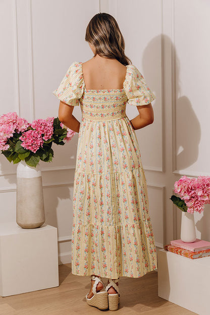 City Of Flowers Pleated Midi Dress