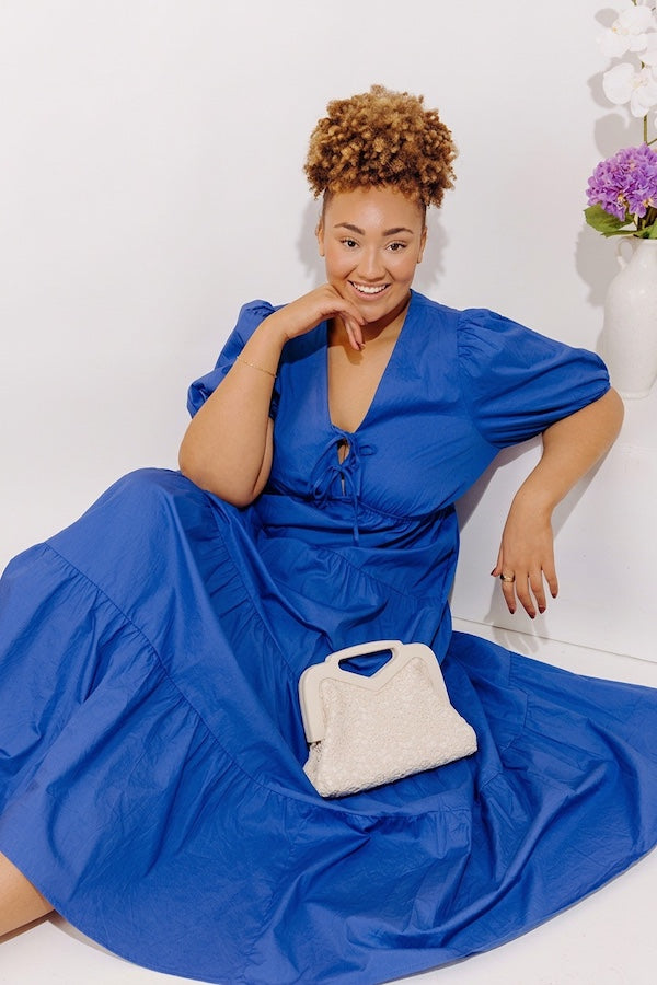 Laughs On The Patio Front Tie Poplin Maxi Dress Curves