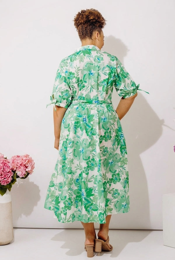 Garden Charm Floral Button Down Midi Dress Curves