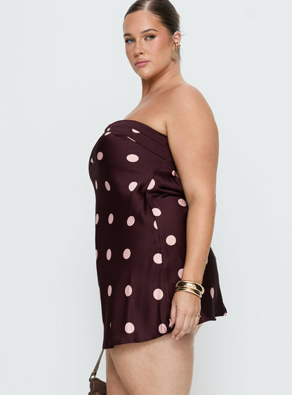 Phillipa Mini Dress Plum / Pink Polka Dot Curve