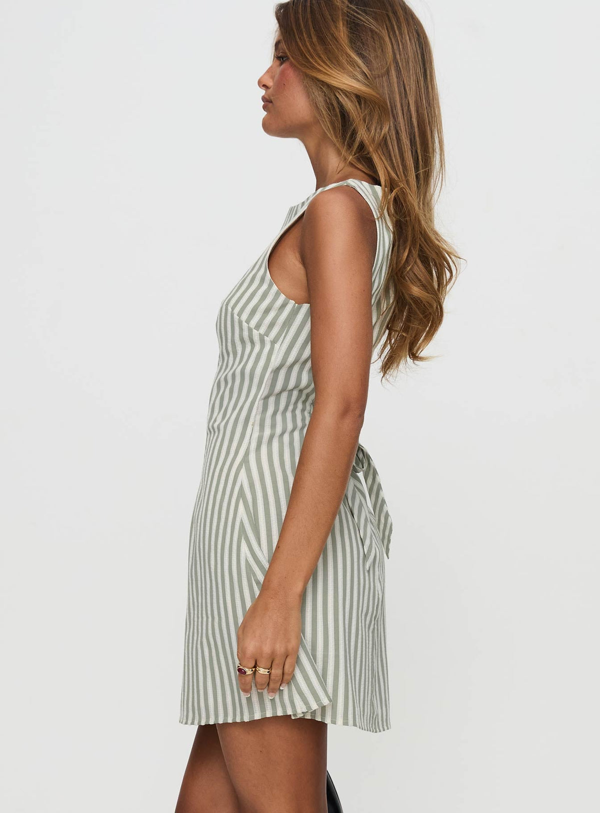 Alfalfa Shift Mini Dress Green Stripe