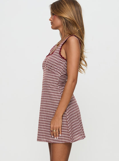 Dasha Mini Dress Red Check Tall