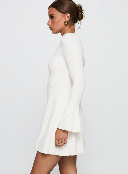 Terraces Long Sleeve Mini Dress White