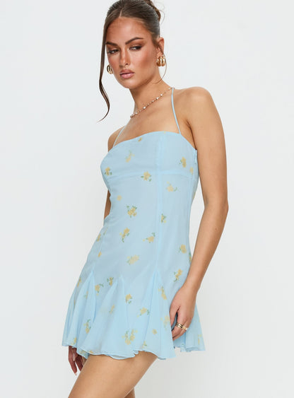 Delamere Mini Dress Pastel Blue Floral