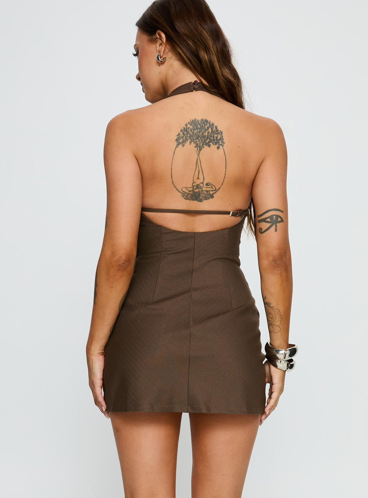 Deona Tailored Mini Dress Brown
