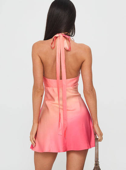 Laleisa Beaded Halter Mini Dress Multi
