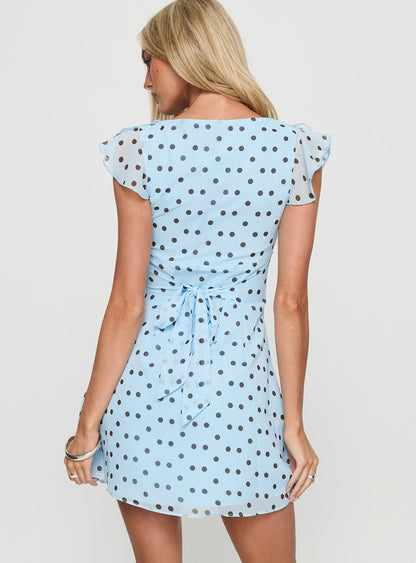I Guess So Mini Dress Blue Polka Dot