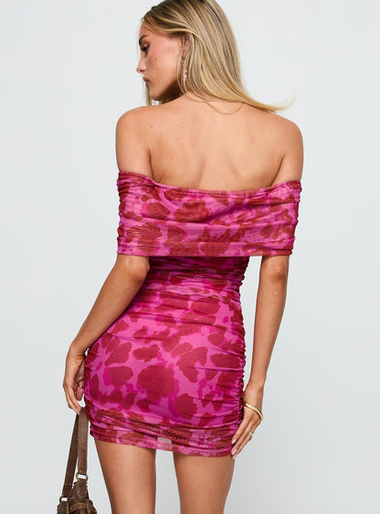 Hotseat Off The Shoulder Mini Dress Pink
