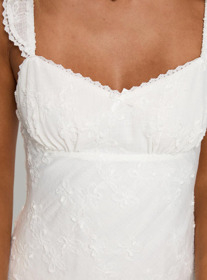 Beacall Embroidered Mini Dress White