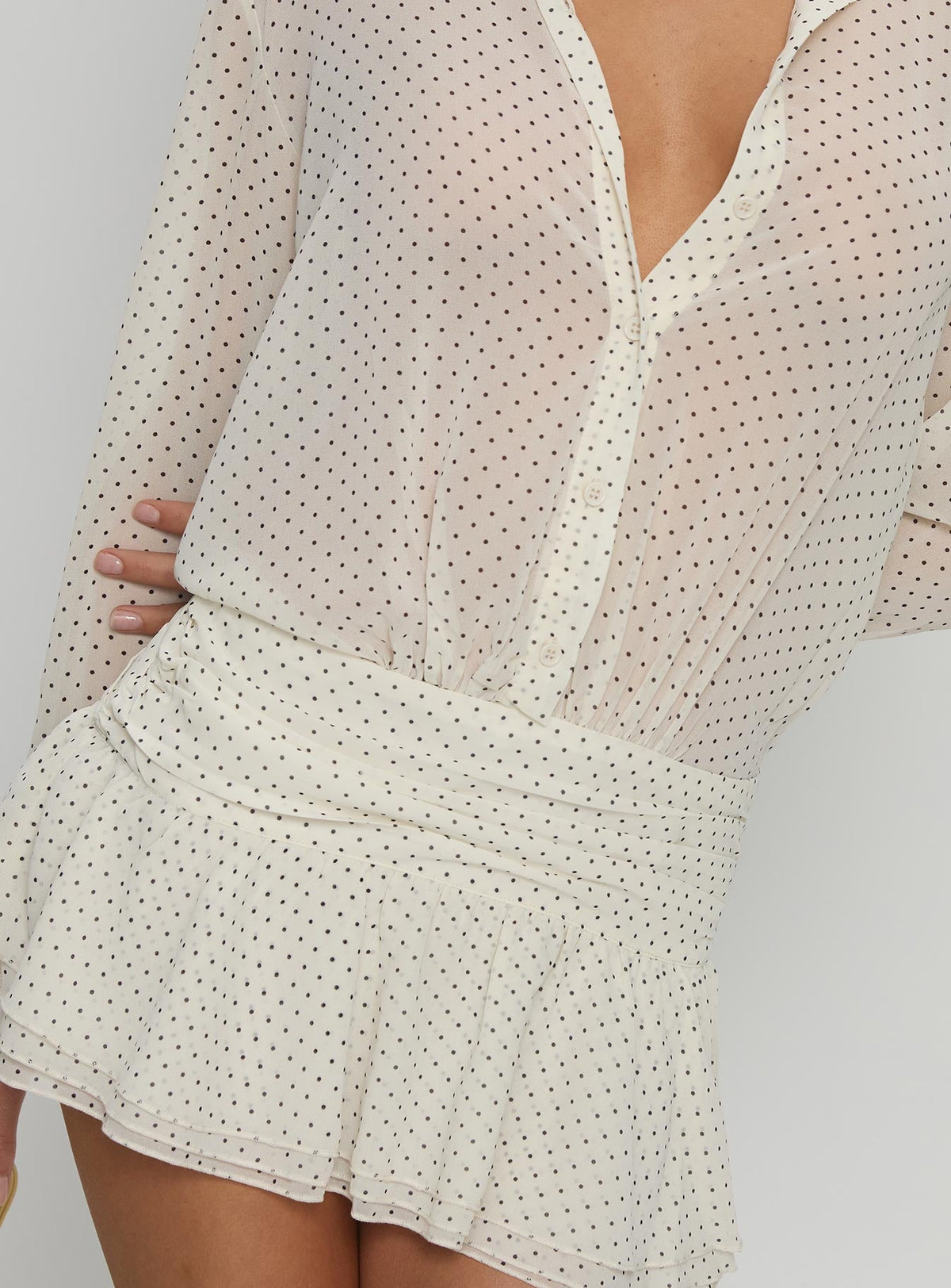 Girls Girls Girls Long Sleeve Mini Dress Porcelain Polka