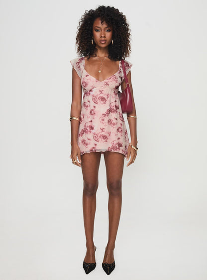 Trigg Mini Dress Pink Floral