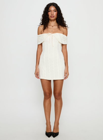Colettie Off Shoulder Mini Dress Cream